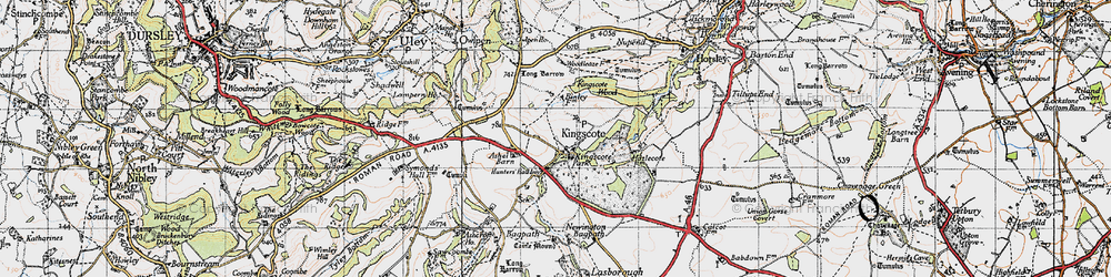 Old map of Kingscote in 1946