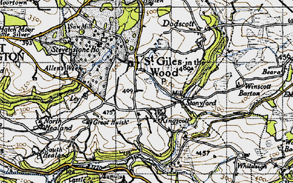 Old map of Kingscott in 1946