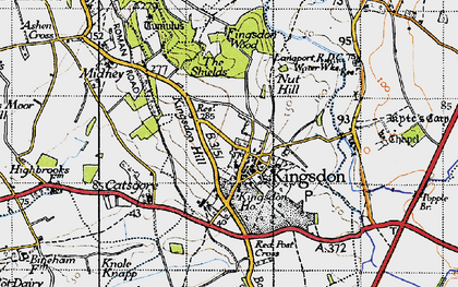Old map of Kingsdon in 1945