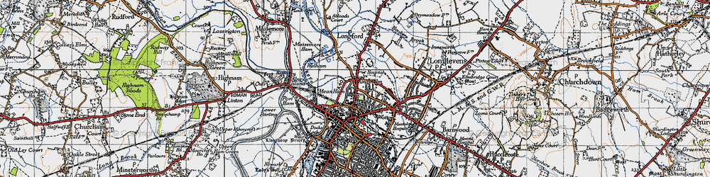 Old map of Kingsholm in 1947