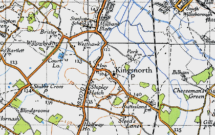 Old map of Kingsnorth in 1940