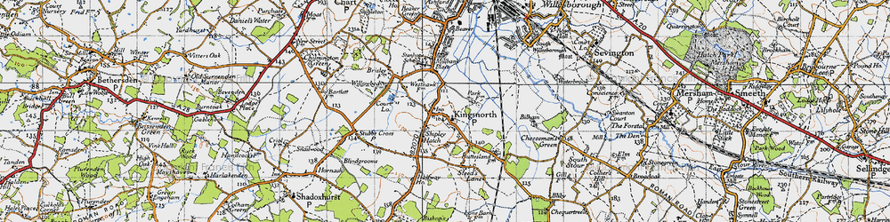 Old map of Kingsnorth in 1940