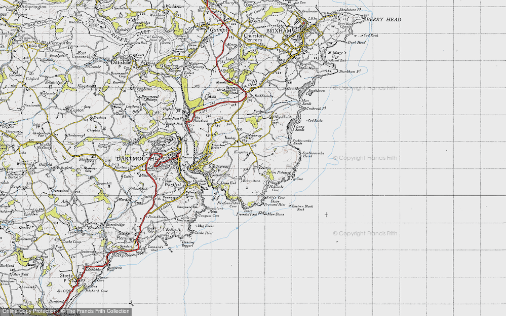 Old Map of Historic Map covering Coleton Fishacre in 1946