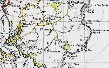 Old map of Coleton Fishacre in 1946