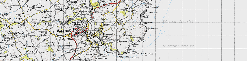 Old map of Coleton Fishacre in 1946