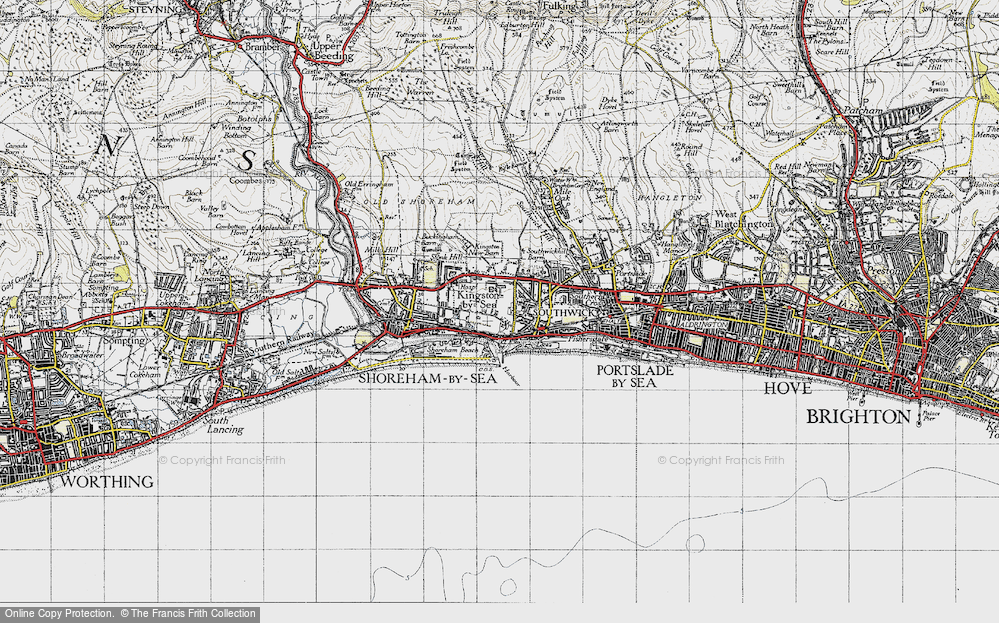 Old Map of Kingston by Sea, 1940 in 1940