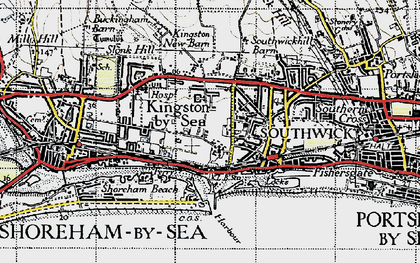 Old map of Kingston by Sea in 1940