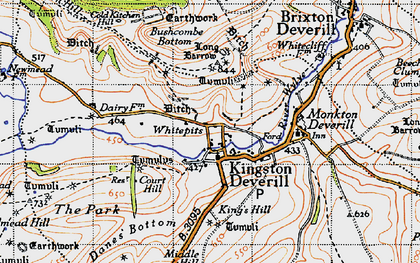 Old map of Whitecliff Down in 1946