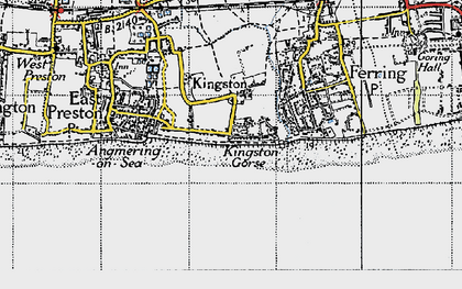 Old map of Kingston Gorse in 1945
