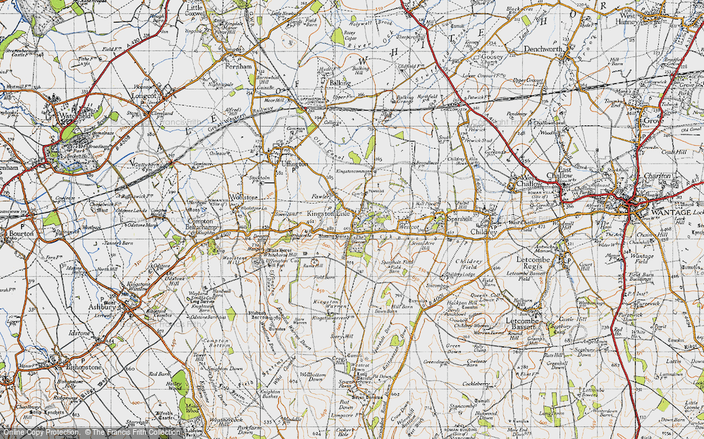 Old Map of Historic Map covering Blowingstone Hill in 1947