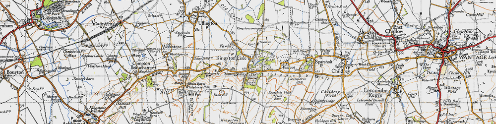 Old map of Kingston Lisle in 1947