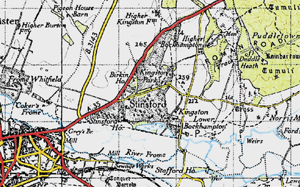 Old map of Kingston Maurward in 1945