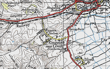 Old map of Kingston near Lewes in 1940