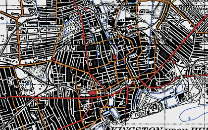 Old map of Kingston upon Hull in 1947