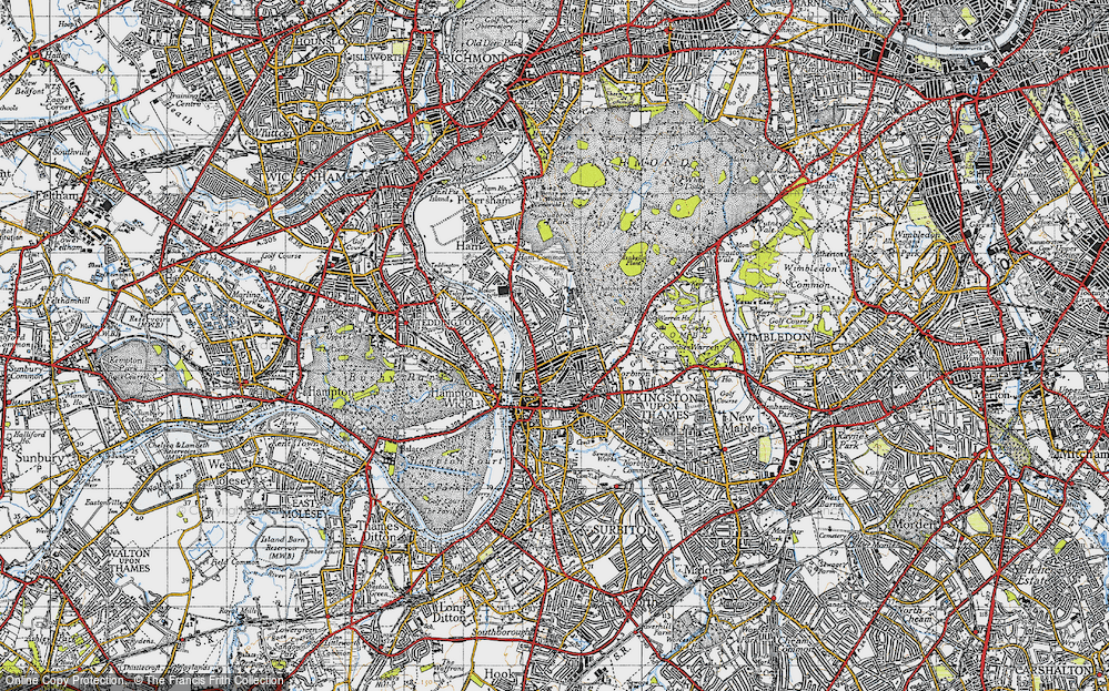 Old Map of Kingston Upon Thames, 1945 in 1945