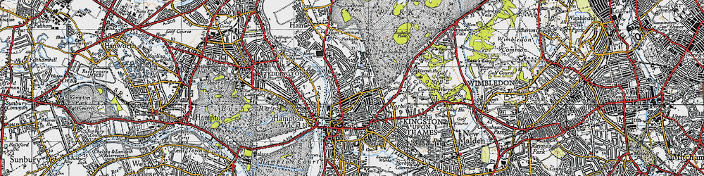Old map of Kingston Upon Thames in 1945