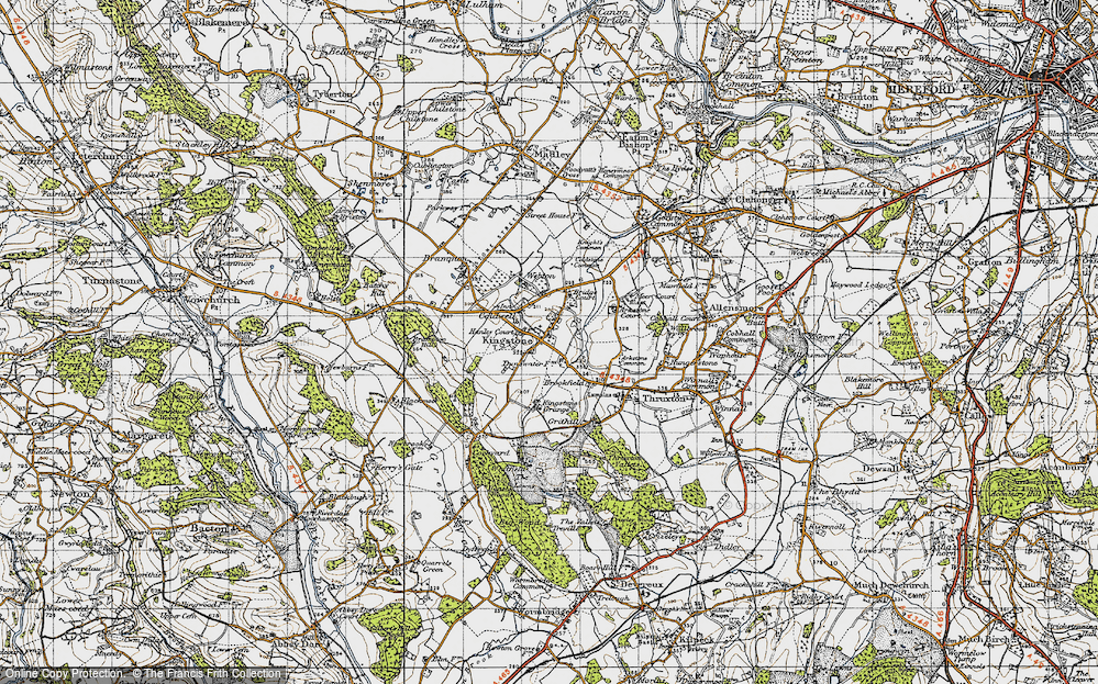 Old Map of Historic Map covering Arkstone Common in 1947