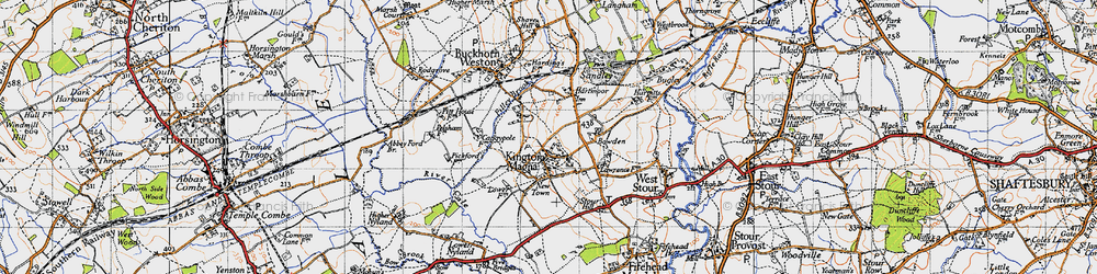 Old map of Kington Magna in 1945