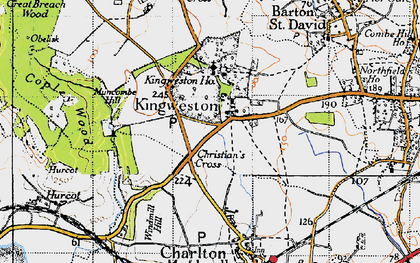 Old map of Kingweston in 1945