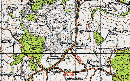 Old map of Kinlet in 1947