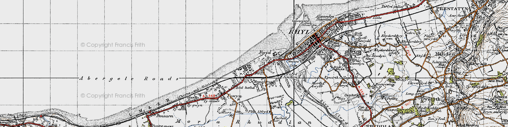 Old map of Kinmel Bay in 1947