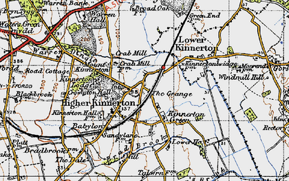 Old map of Kinnerton Green in 1947