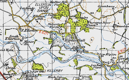 Old map of Kiplin in 1947
