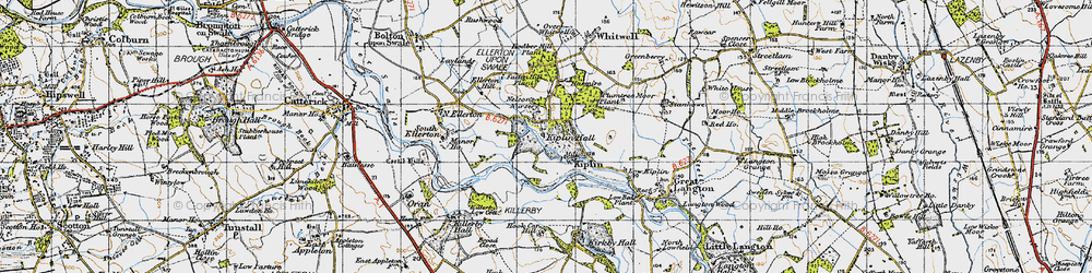 Old map of Kiplin in 1947