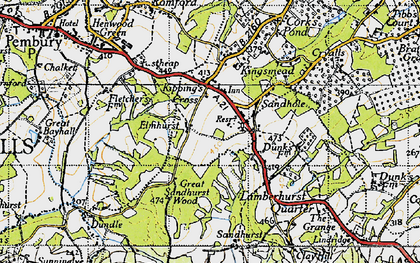 Old map of Kipping's Cross in 1946
