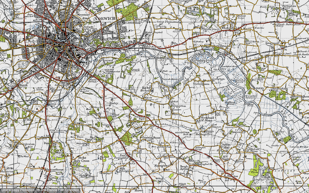 Old Map of Kirby Bedon, 1946 in 1946