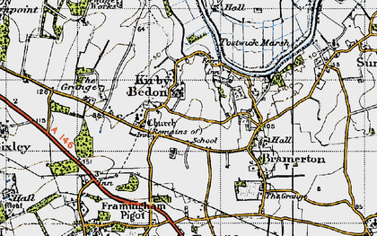 Old map of Kirby Bedon in 1946