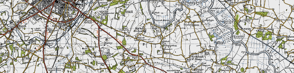 Old map of Kirby Bedon in 1946