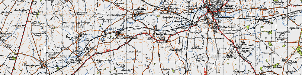 Old map of Kirby Bellars in 1946