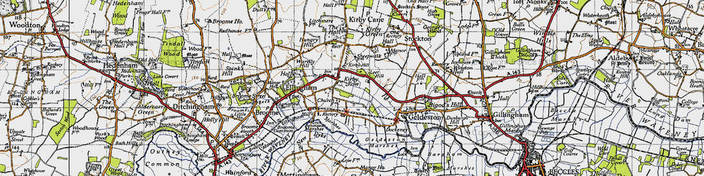 Old map of Leet Hill in 1946