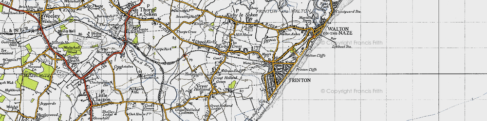 Old map of Kirby Cross in 1946