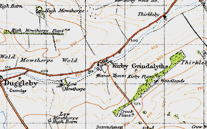 Old map of Kirby Grindalythe in 1947