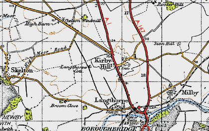 Old map of Kirby Hill in 1947
