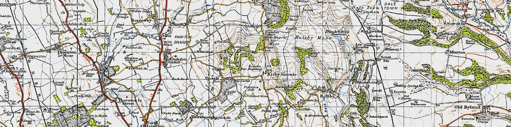 Old map of Kirby Knowle in 1947