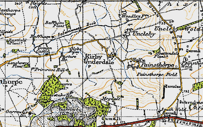 Old map of Kirby Underdale in 1947