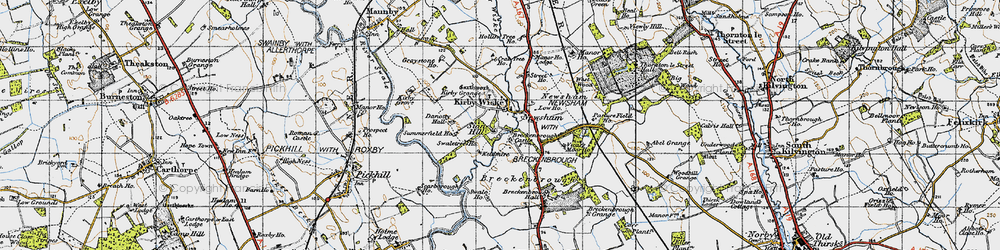 Old map of Kirby Wiske in 1947