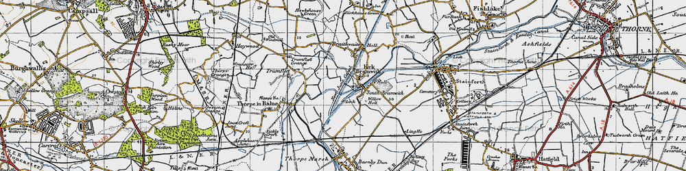 Old map of Kirk Bramwith in 1947