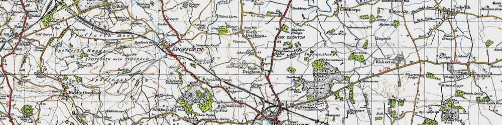 Old map of Kirk Deighton in 1947