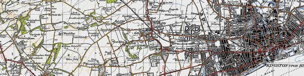 Old map of Kirk Ella in 1947