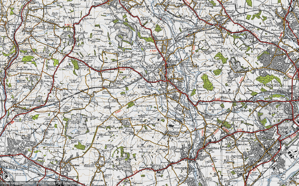 Old Map of Kirk Hallam, 1946 in 1946