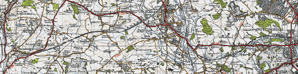 Old map of Kirk Hallam in 1946