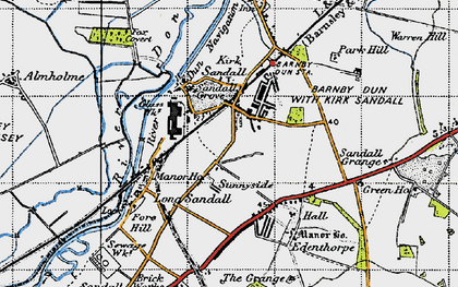 Old map of Kirk Sandall in 1947