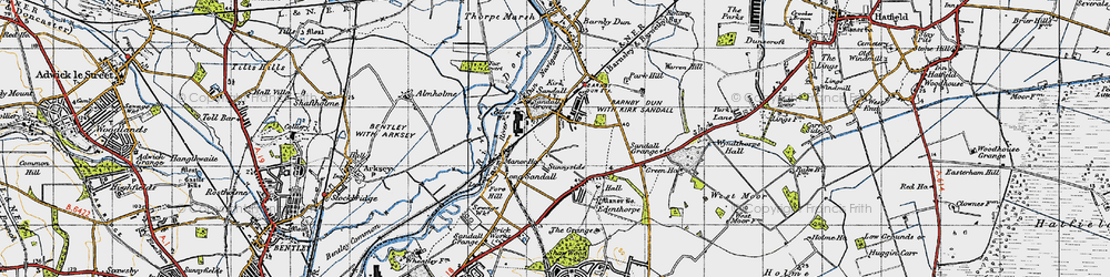 Old map of Kirk Sandall in 1947