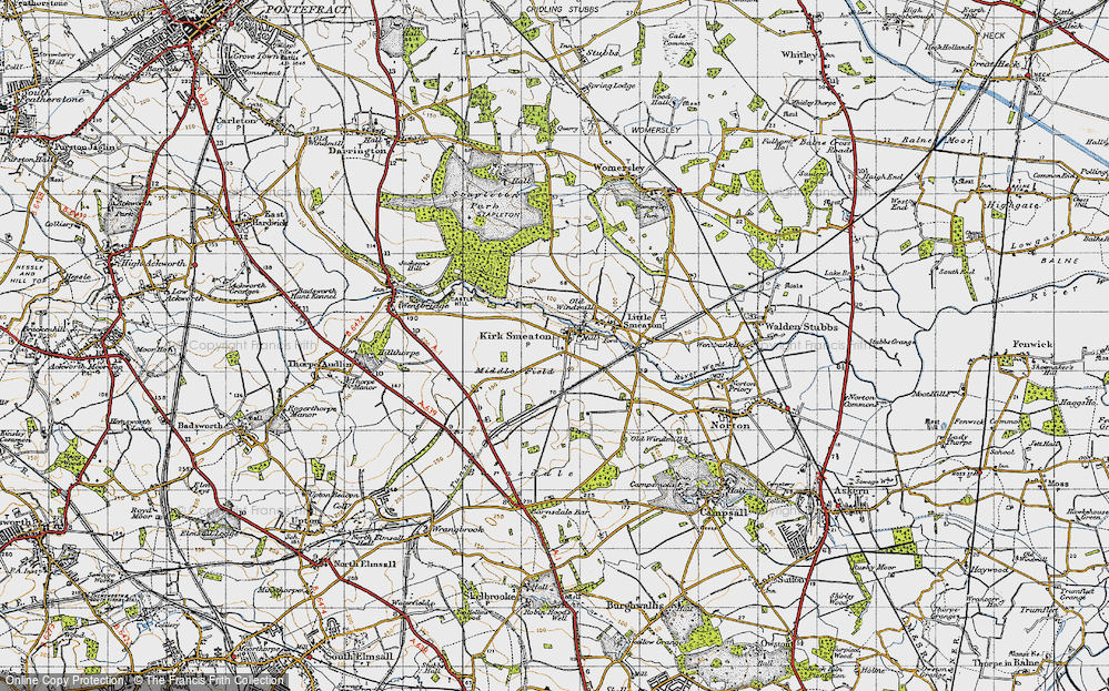 Old Map of Historic Map covering Barnsdale in 1947