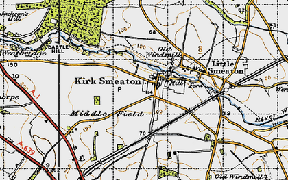 Old map of Kirk Smeaton in 1947