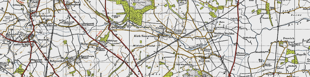 Old map of Kirk Smeaton in 1947